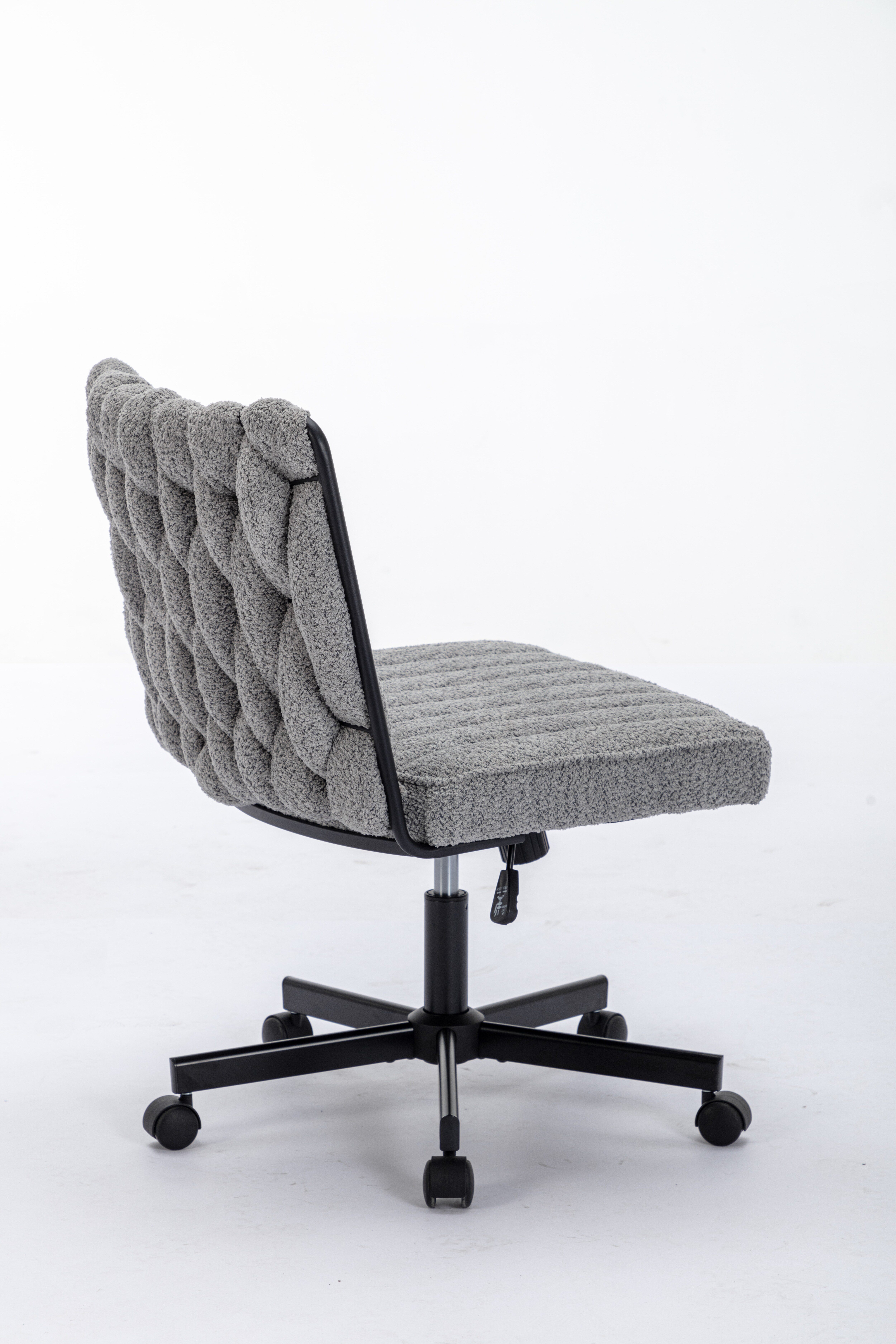 Criss Cross Legged Office Desk Chair With Wheels, Modern Armless Desk Chair With Wide Seat, Home Office Chairs For Work, Meditation, Vanity,Grey_voghion.com